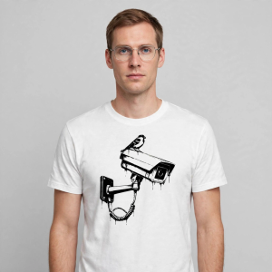 CCTV Stencil Street Art T-Shirt worn by a model