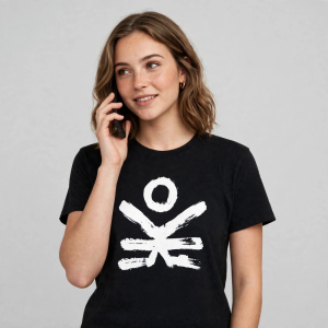 Human Slogan Graphic T-Shirt worn by a model